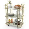 3 Tier Faux Marble Gold Rolling Bar Cart