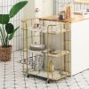 3 Tier Faux Marble Gold Rolling Bar Cart