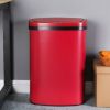 Red 13 Gallon Stainless Steel Motion Sensor Trash Can