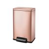 Stainless Steel 13-Gallon Kitchen Trash Can with Step Lid in Copper Rose Gold