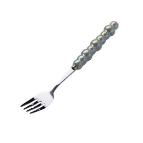 Light Luxury Ceramic Pearl Handle Knife Fork And Spoon Creative Stainless Steel Tableware (Option: Avocado Color Dinner Fork)