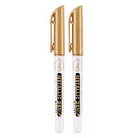 2pcs Metallic Pen; Golden Silver Resin Drawing Pen; Marker Pen For Acrylic Paint DIY Epoxy Resin Mold Highlight Permanent Marker Handmade Craft (Color: Golden)