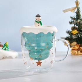 Christmas wishing cup ins cartoon double-layer cup cute gift with lid water cup household double layer Christmas glass cups (default: default)